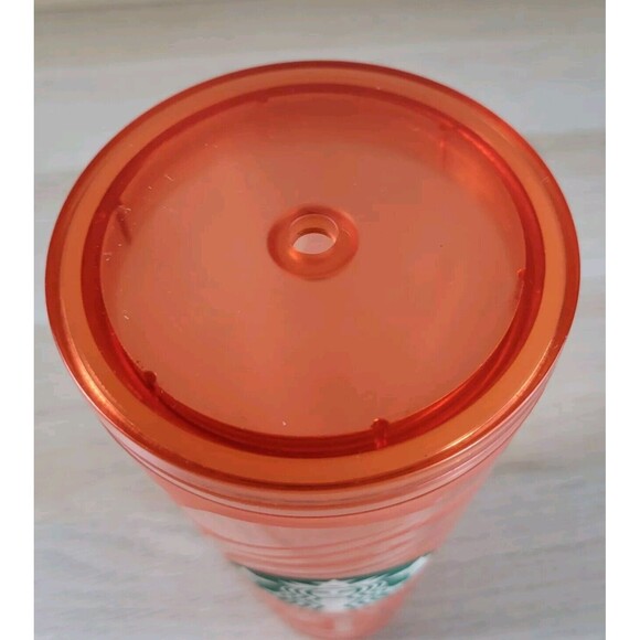 Starbucks Venti Tumbler Orange Swirl Cup 24 oz Lid Travel Coffee Drink Mug - Picture 3 of 6
